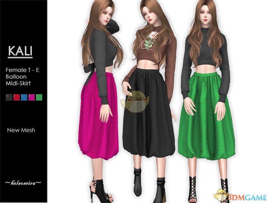 《模拟人生4》美丽女性的褶皱长裙MOD