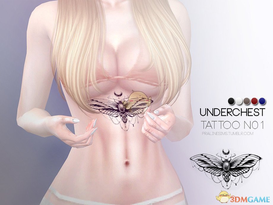 《模拟人生4》胸前的蝴蝶纹身MOD
