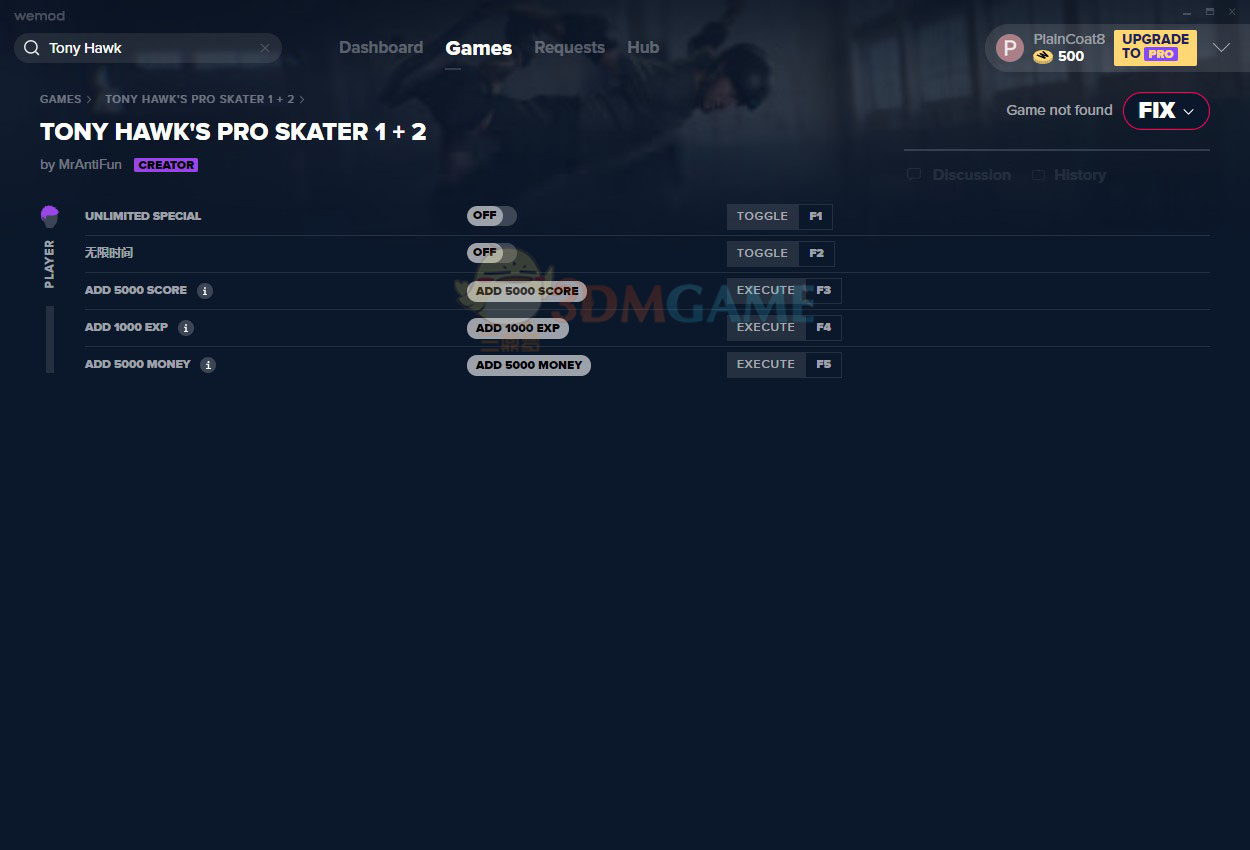《托尼霍克职业滑板1+2：重制版》v1.0五项修改器[MrAntiFun]