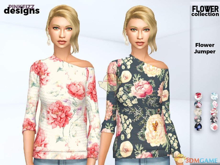 《模拟人生4》美丽印花露单肩上衣MOD