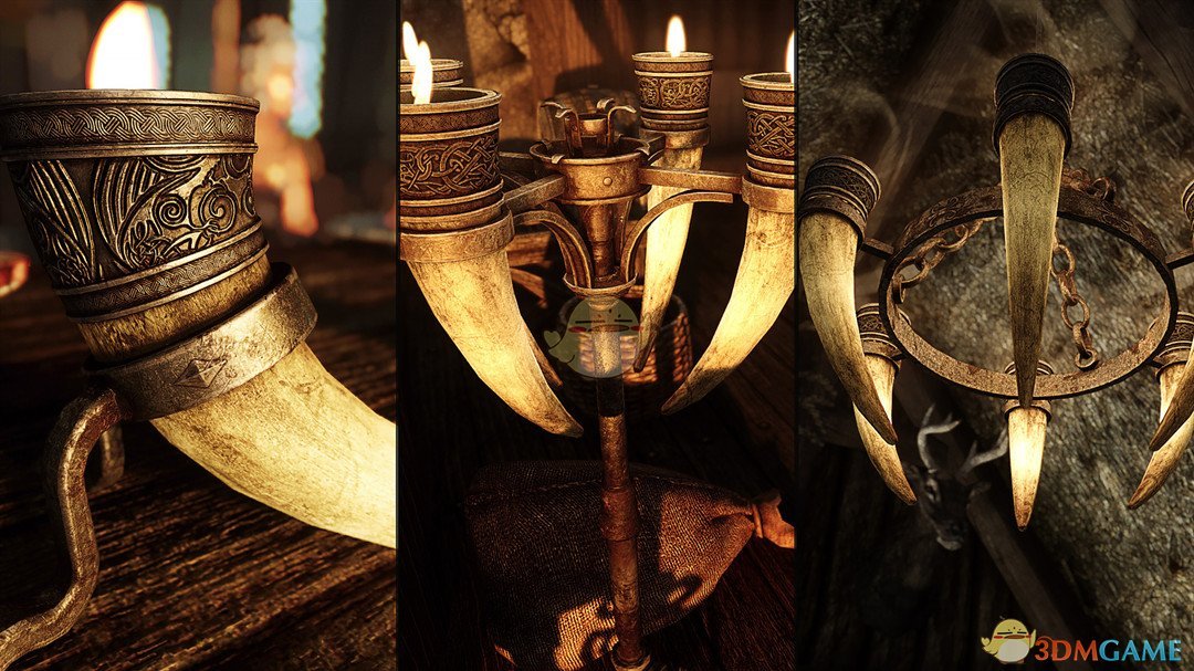 《上古卷轴5：天际重置版》中世纪蜡烛纹理MOD