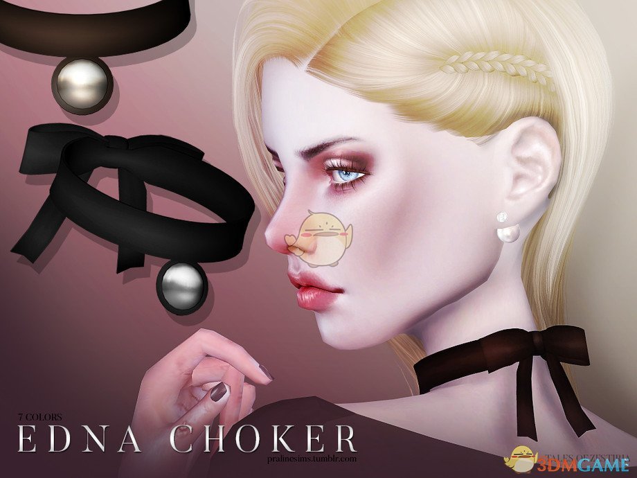 《模拟人生4》女性精致半圆环蝴蝶结项链MOD