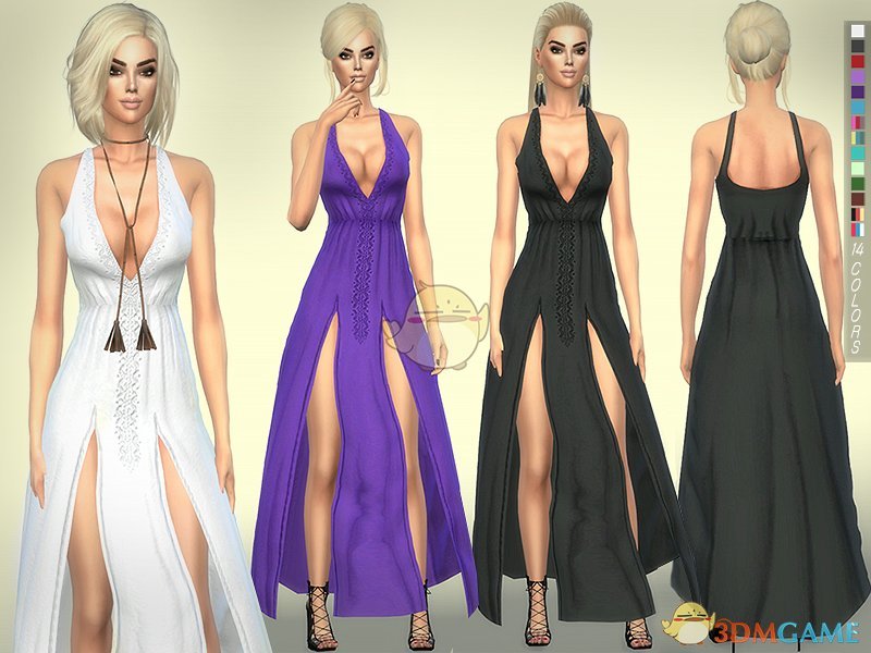 《模拟人生4》波西米亚夏季开叉连衣裙MOD