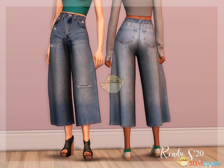 《模拟人生4》女性高腰长筒牛仔短裤MOD