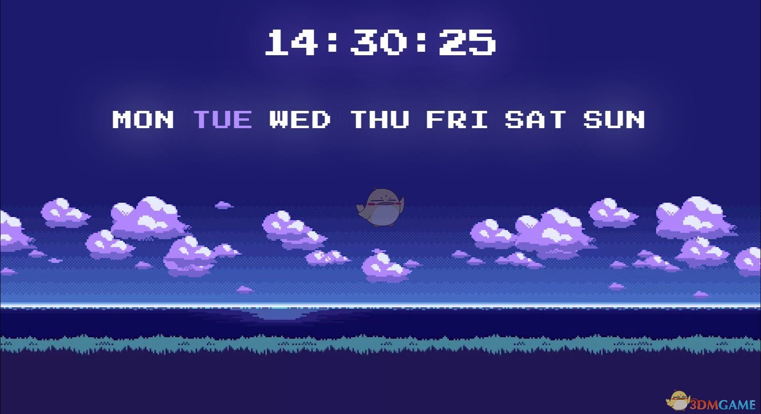 《Wallpaper Engine》像素风云朵天空记时动态壁纸