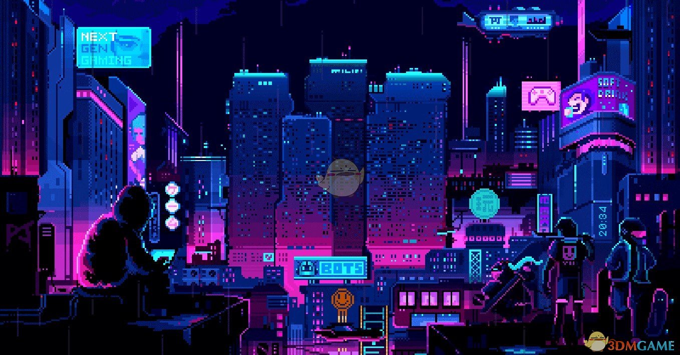 《Wallpaper Engine》像素风赛博霓虹城市动态壁纸