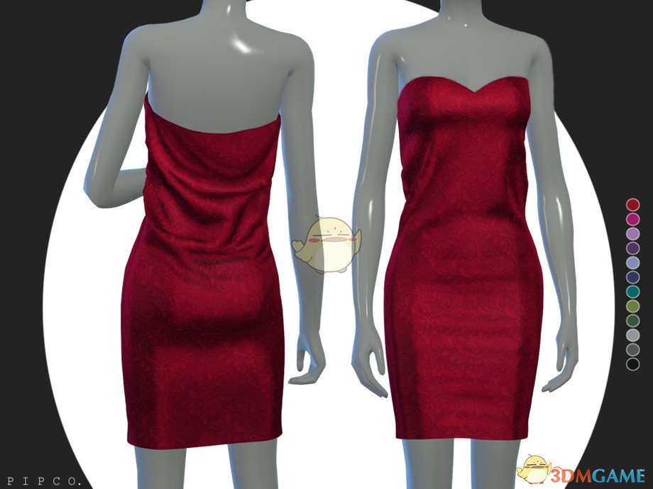 《模拟人生4》女性纯色绸缎连衣裙MOD