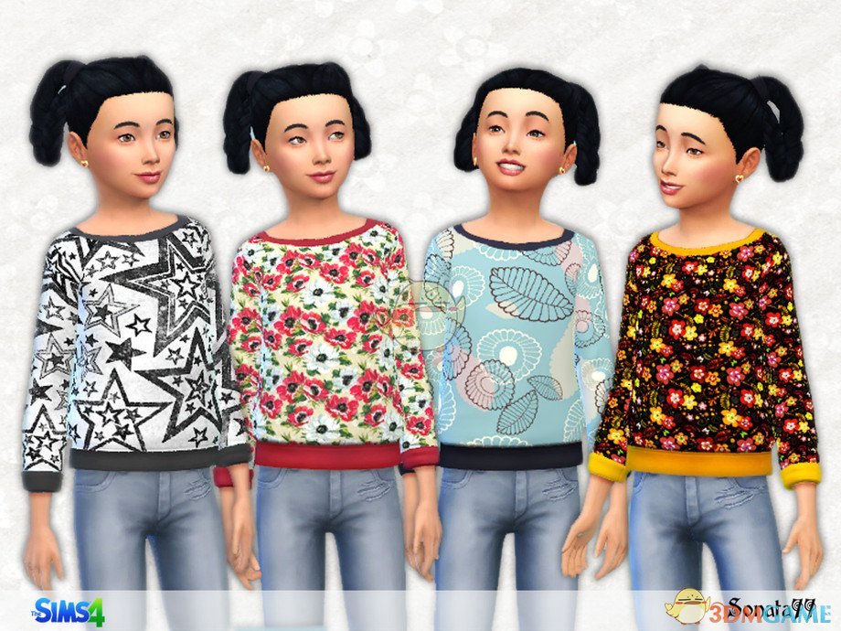 《模拟人生4》小女孩美丽印花毛衣MOD