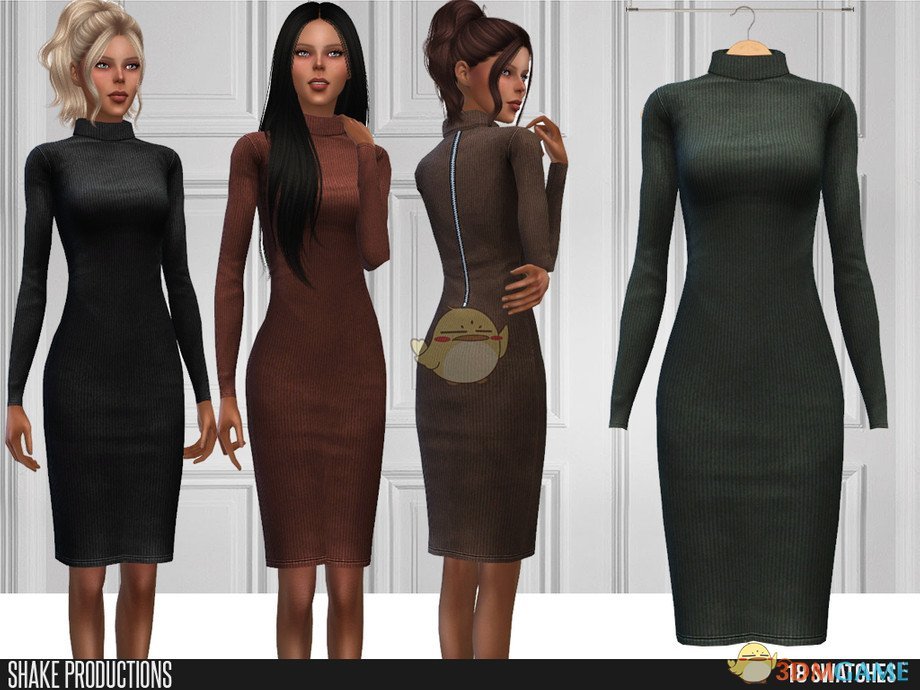 《模拟人生4》羊毛高领拉链连衣裙MOD