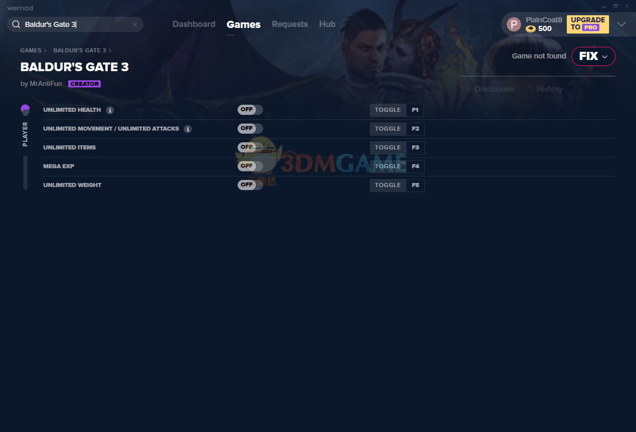 《博德之门3》v4.1.83.6620五项修改器[MrAntiFun]