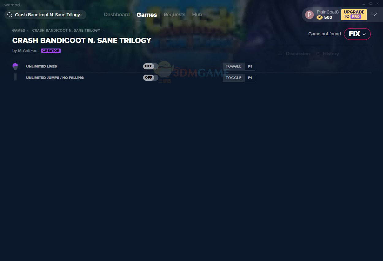 《古惑狼三部曲》v2020.10.14无限条命无限跳跃修改器[MrAntiFun]