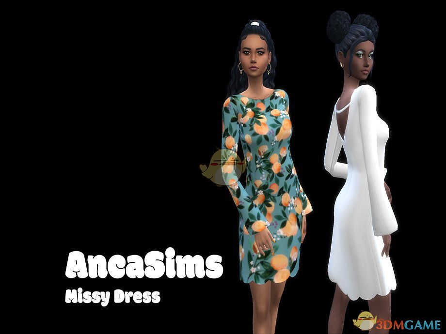 《模拟人生4》扇形下摆花边连衣裙MOD