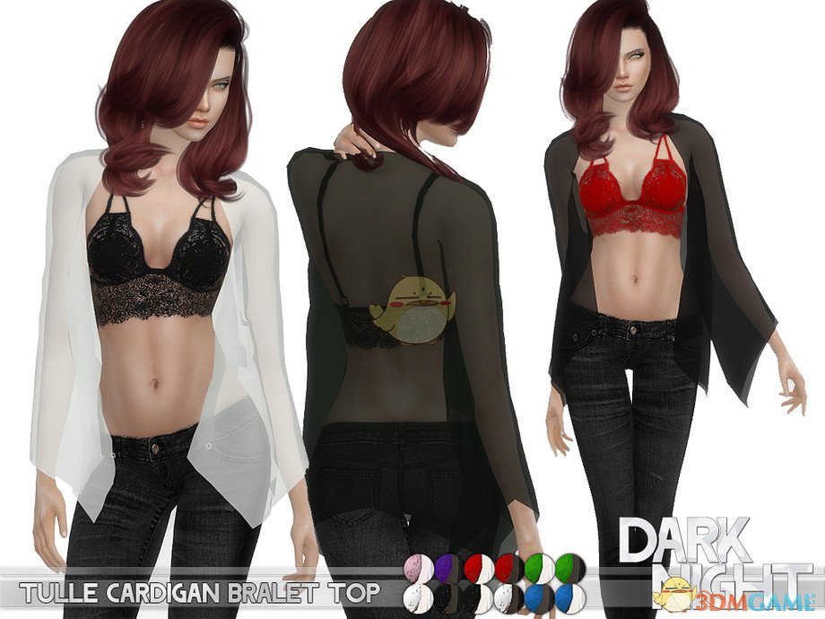 《模拟人生4》薄纱开襟羊毛衫上衣MOD