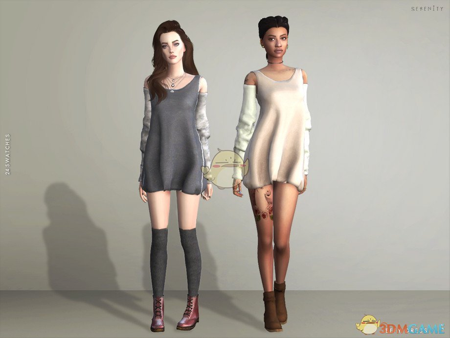 《模拟人生4》女性夏季褶皱连衣短裙MOD