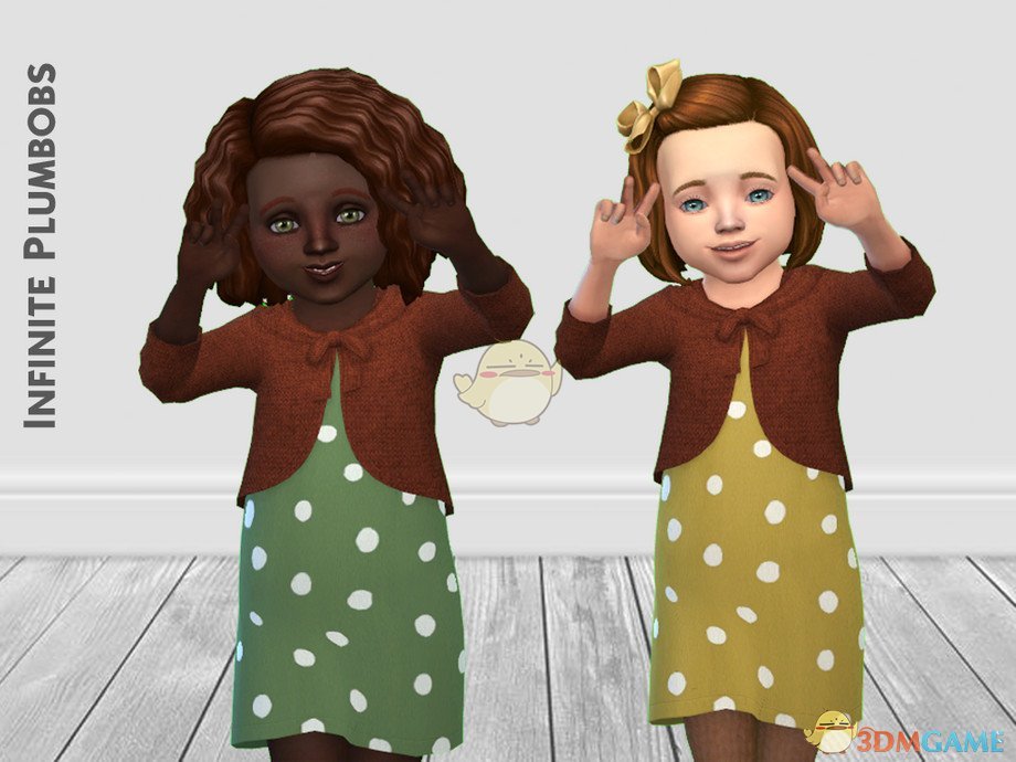 《模拟人生4》小女孩点状秋季连衣裙MOD