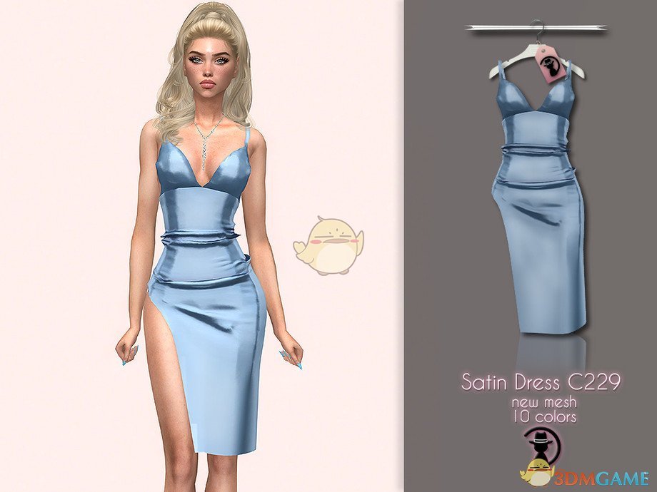 《模拟人生4》绸缎不对称褶皱连衣裙MOD