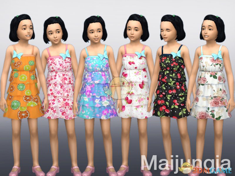 《模拟人生4》可爱蝴蝶结分层连衣裙MOD