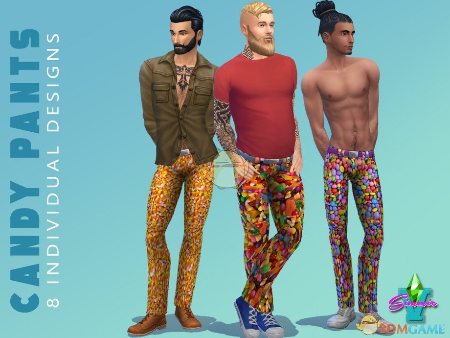 《模拟人生4》男士彩色糖果长裤MOD