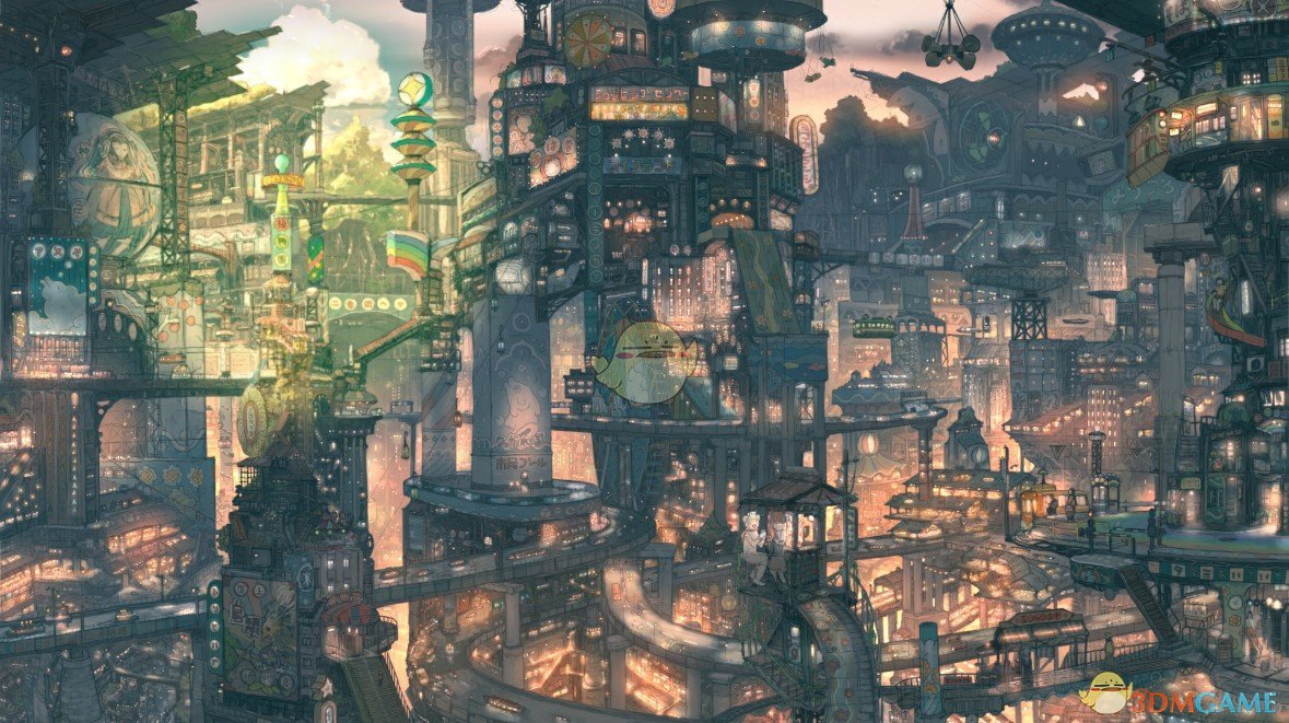 《Wallpaper Engine》超复杂立体都市日夜鼠标互动动态壁纸