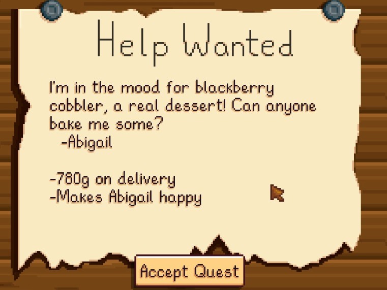 《星露谷物语》美食任务MOD