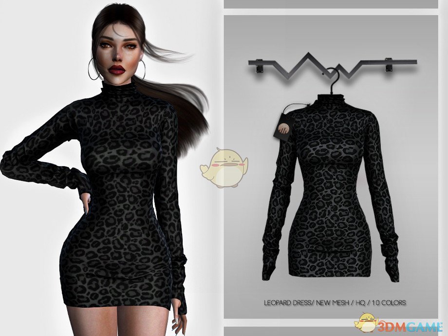 《模拟人生4》女性黑色豹纹连衣裙MOD