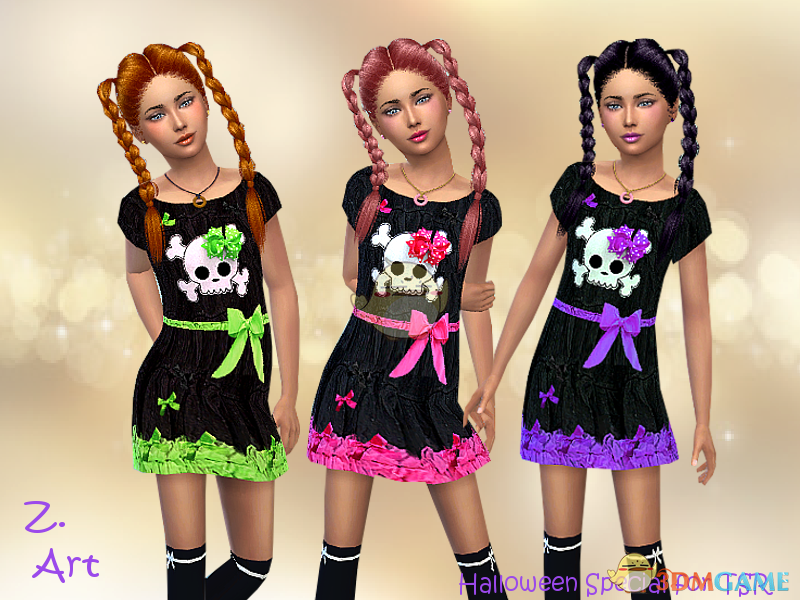 《模拟人生4》女孩骷髅蝴蝶结连衣裙MOD