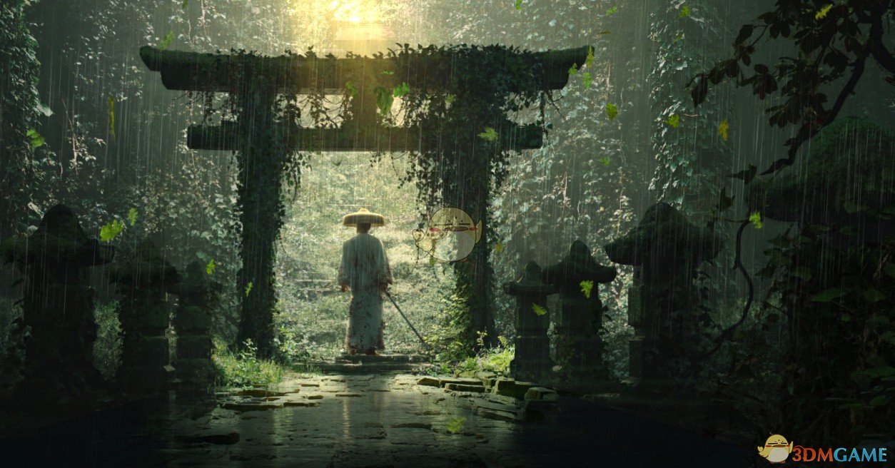 《Wallpaper Engine》废弃鸟居下的斗笠武士动态壁纸