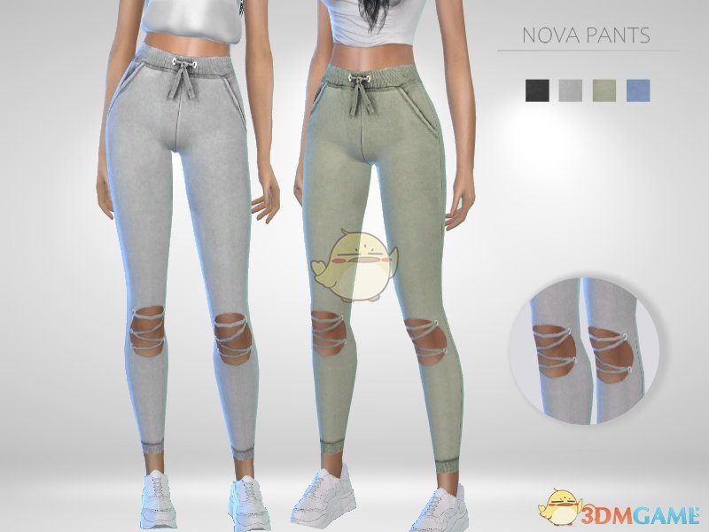 《模拟人生4》宽松日常破洞长裤MOD