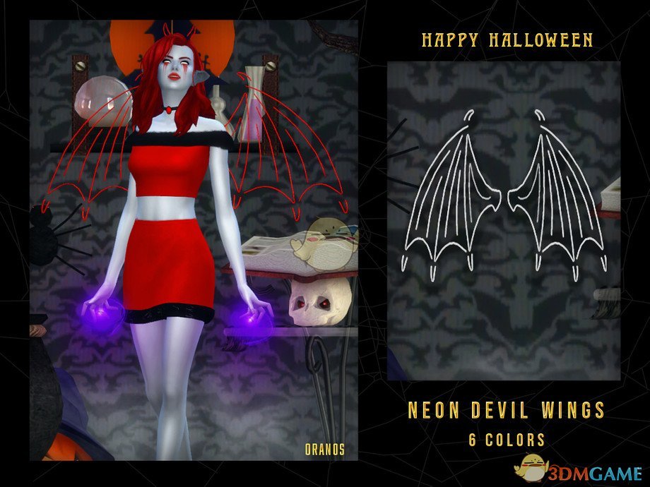 《模拟人生4》霓虹灯恶魔翅膀MOD