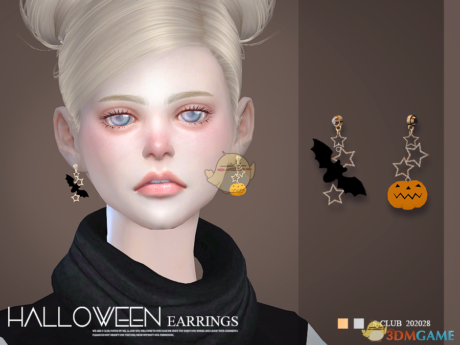《模拟人生4》万圣节蝙蝠南瓜耳环MOD
