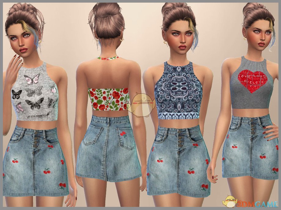 《模拟人生4》露背上衣牛仔短裙MOD