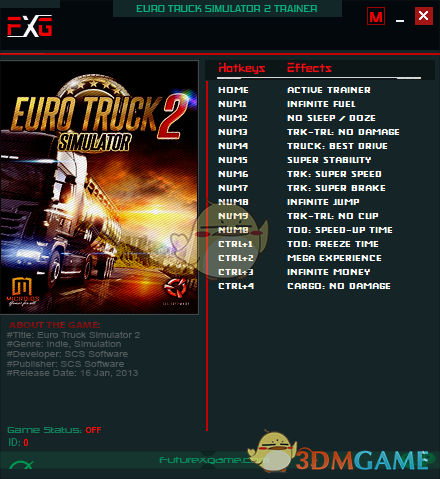 《欧洲卡车模拟2》v1.38十四项修改器[FutureX]