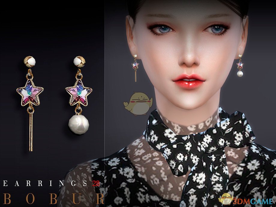 《模拟人生4》彩色星星珍珠耳环MOD