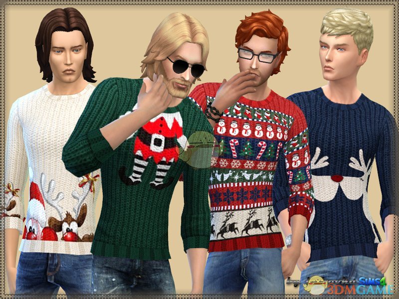 《模拟人生4》男士多款式圣诞毛衣MOD