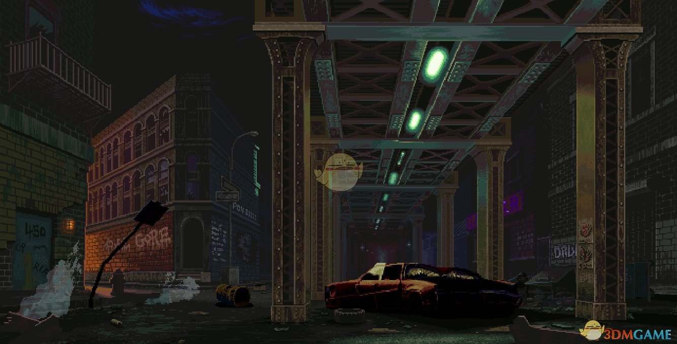 《Wallpaper Engine》高架铁路下的废弃街道像素风动态壁纸