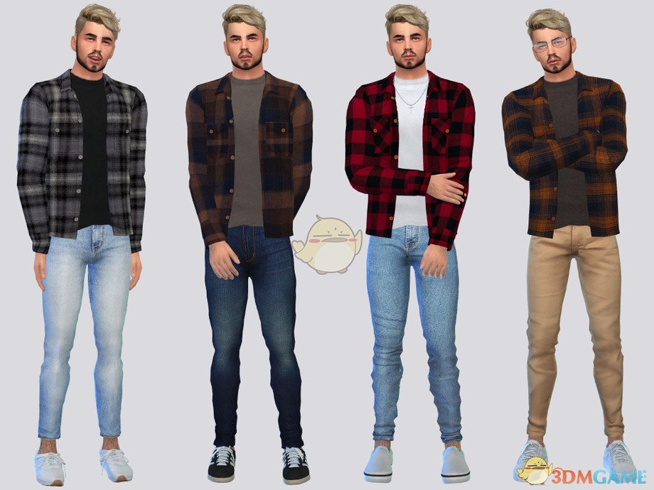 《模拟人生4》男士帅气格子衬衫MOD