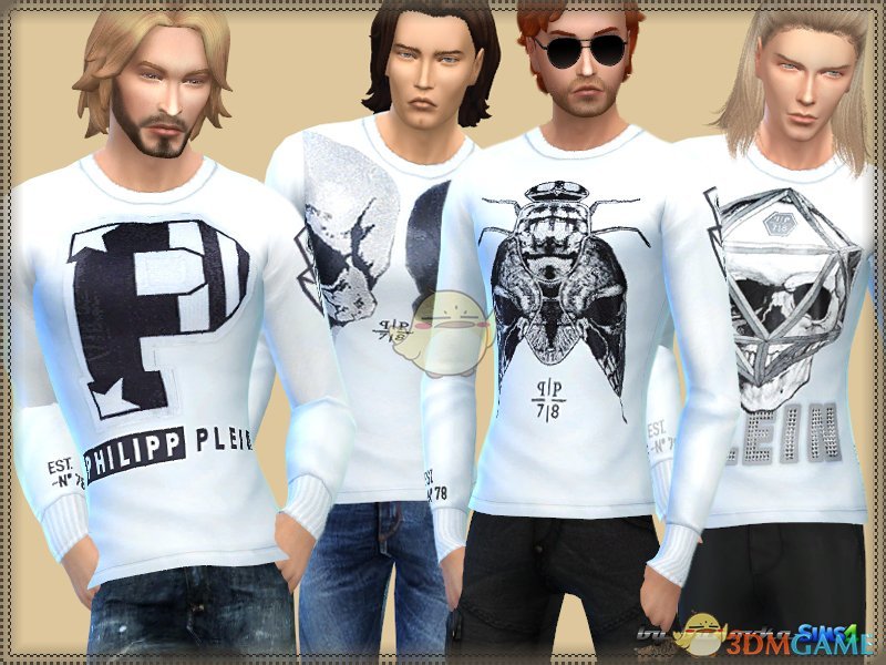 《模拟人生4》黑白色印花t恤MOD