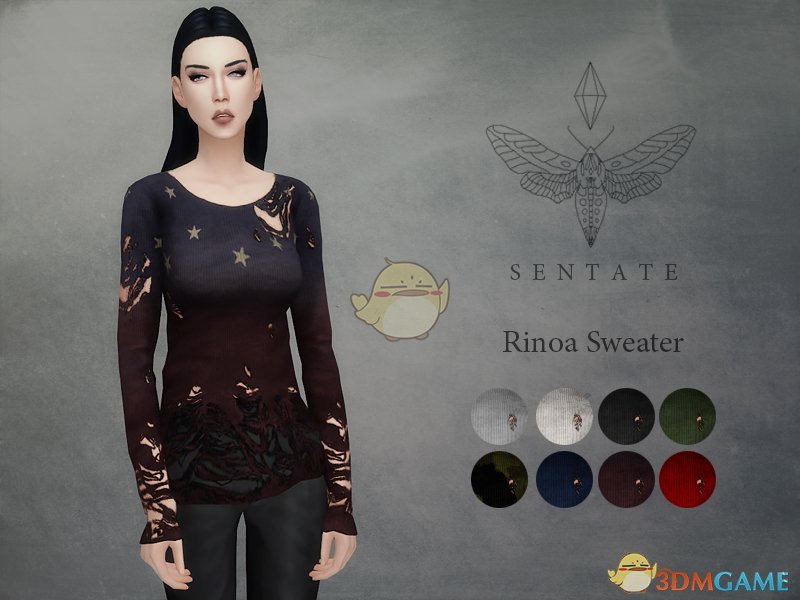 《模拟人生4》破洞印花毛衣MOD