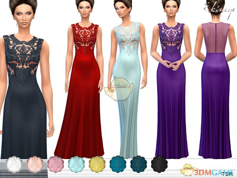 《模拟人生4》蕾丝透明紧身连衣裙MOD