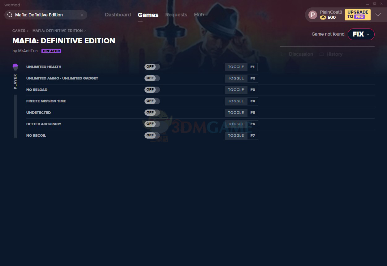 《黑手党：最终版》v2020.11.11七项修改器[MrAntiFun]
