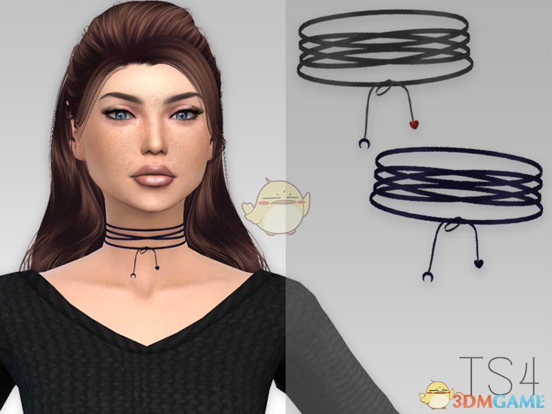 《模拟人生4》黑色爱心月亮项圈MOD