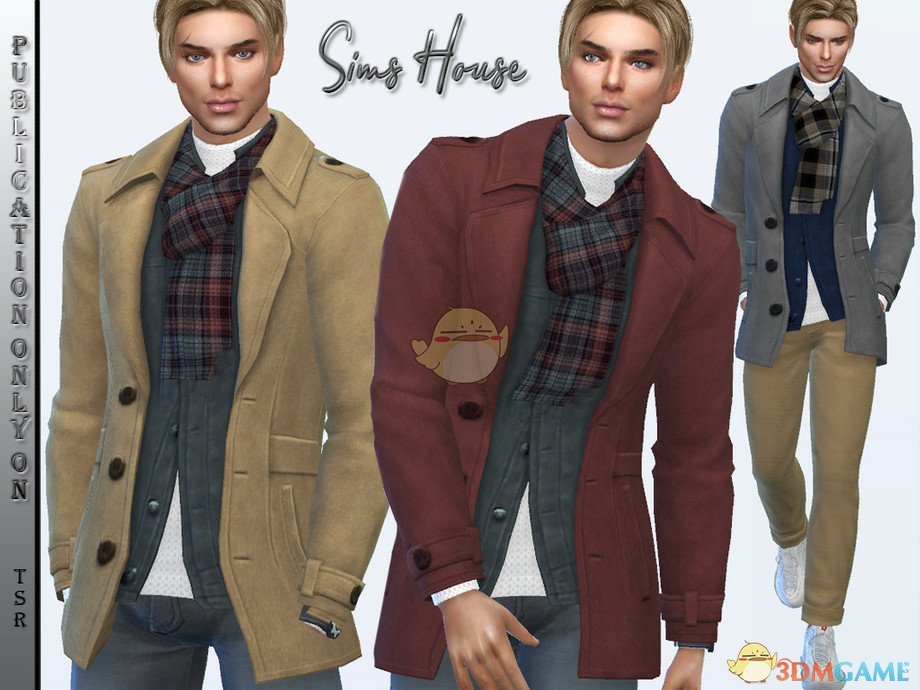 《模拟人生4》男士围巾大衣外套MOD