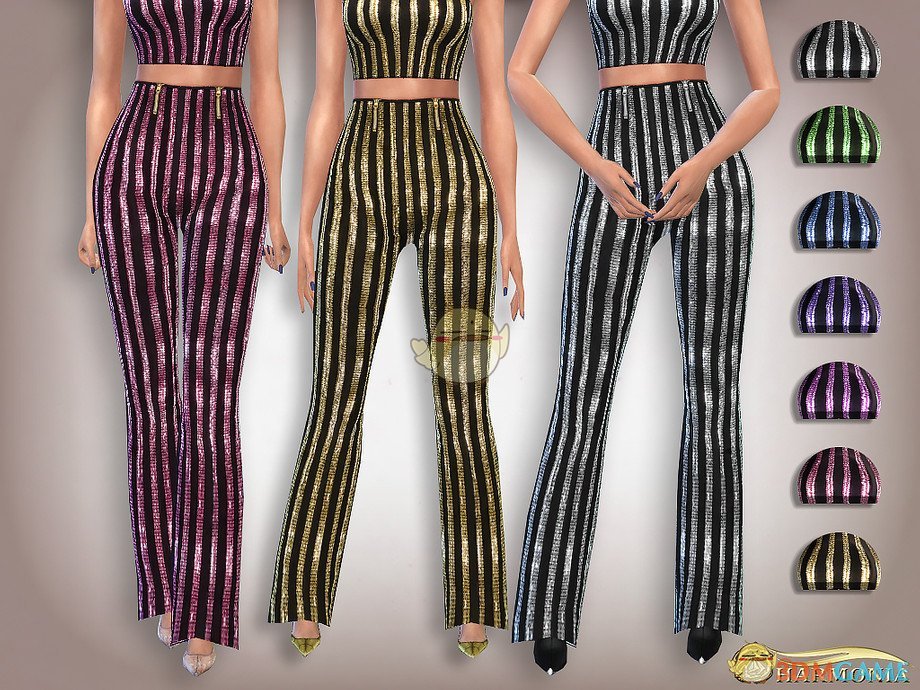 《模拟人生4》亮片高腰喇叭裤MOD