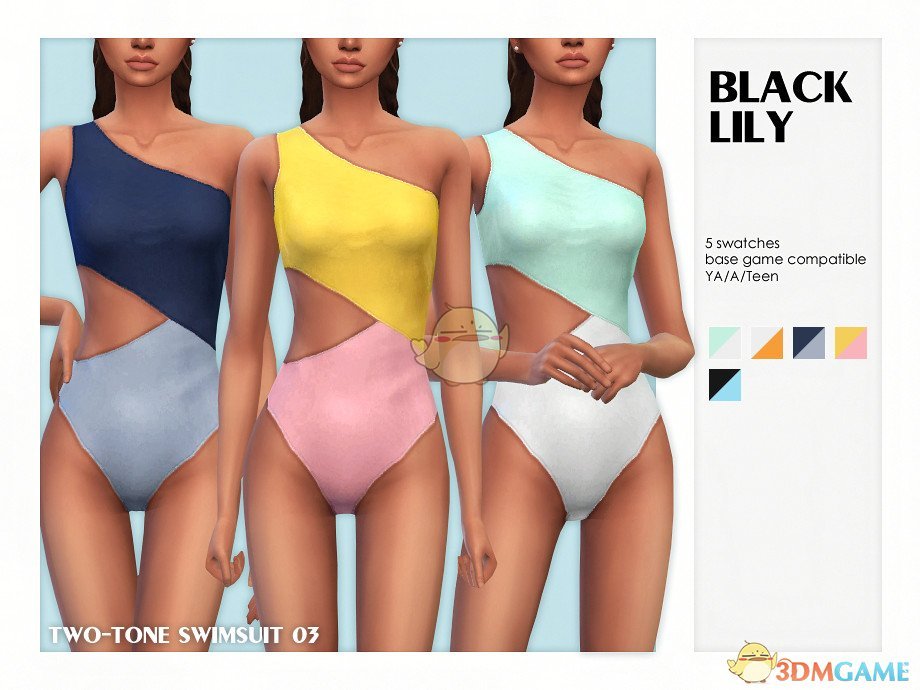 《模拟人生4》女性斜边双色泳装MOD