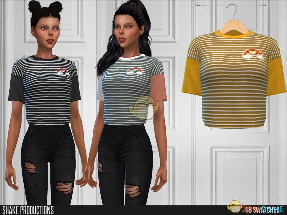 《模拟人生4》女性条纹彩虹上衣MOD