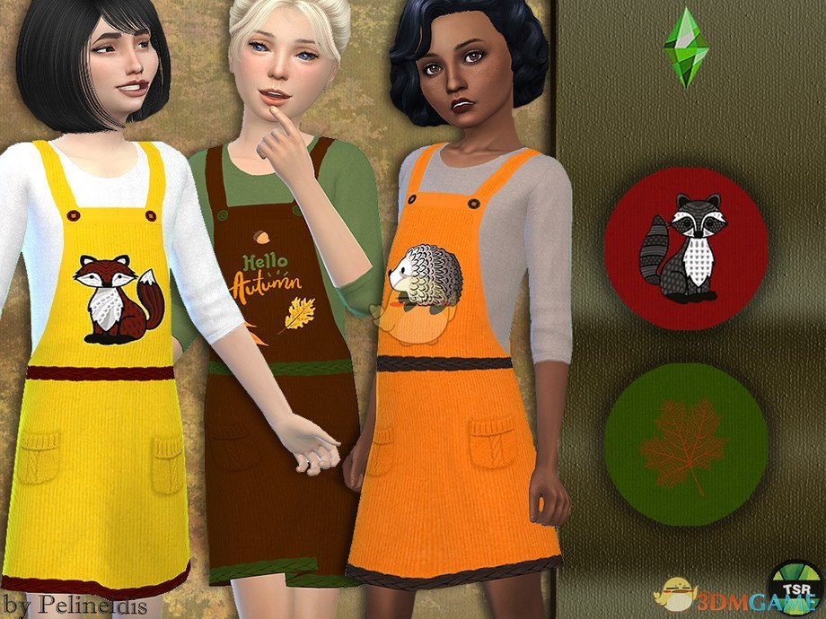 《模拟人生4》秋季动物棉布连衣裙MOD