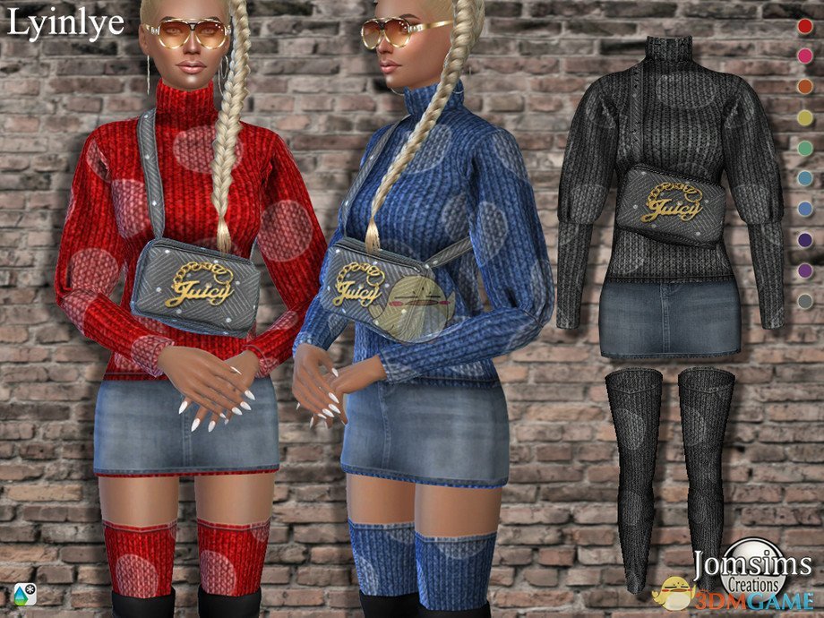 《模拟人生4》高领毛衣牛仔短裤连衣裙MOD