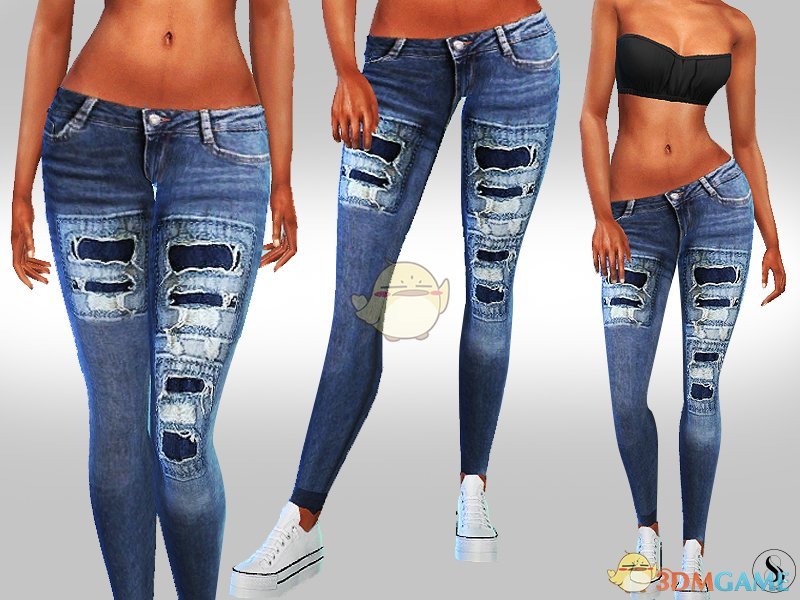 《模拟人生4》女性贴布破洞牛仔裤MOD