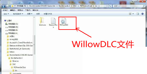 找到WillowDLC文件