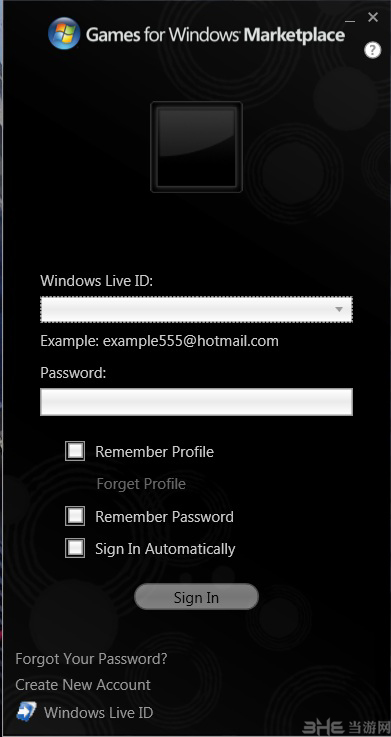 game for windows marketplace登录界面
